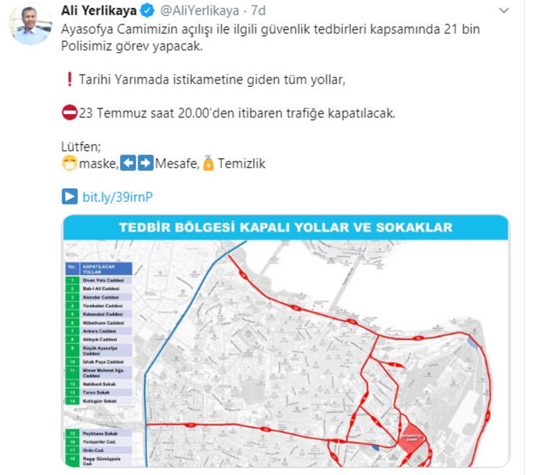 Son dakika haberi: İstanbul Valisi harita ile paylaştı... Saat 20.00den sonra bu yollar kapalı