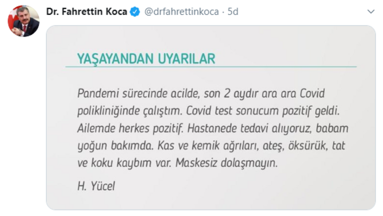 Son dakika... Bakan Koca Yaşayandan Uyarılar diyerek paylaştı