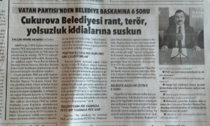 Çukurova Belediyesi iddialarla ilgili suskun!