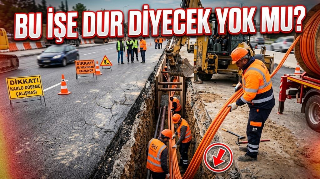 Yeni asfalt yol iletişim kablosu için bozuluyor!